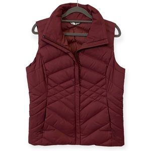 The North Face Burgundy Puffer Zip Vest